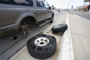 Broken down vehicle on road.