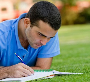 Man studying outdoors