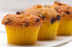 fresh chocolate and raisins muffins